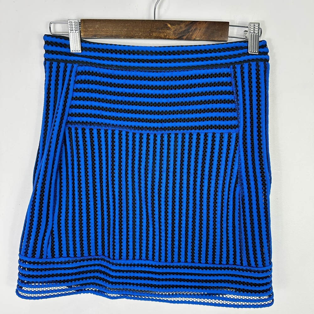 TopShop Mini Skirt 6 Blue Black Textured Indie Sleaze Edgy Y2K Alt Statement